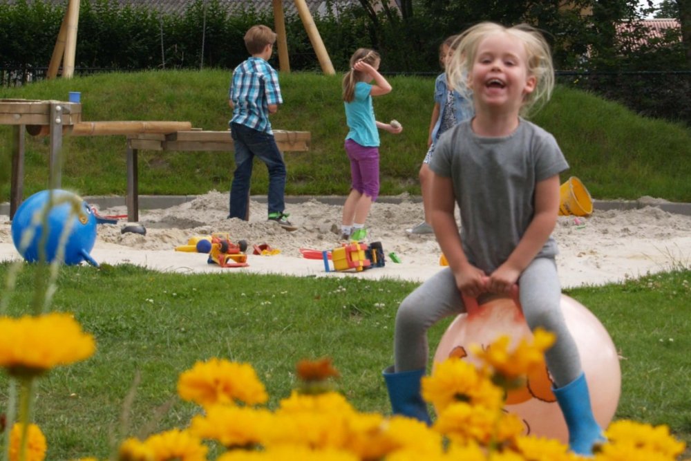 Kinderen spelen in de speeltuin tijdens hun zomervakantie in Limburg